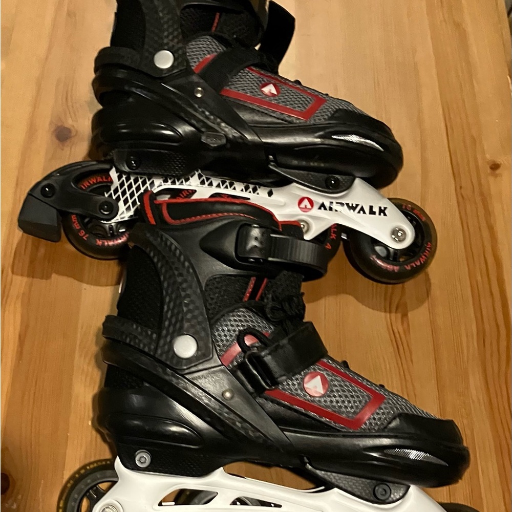 EUC Airwalk Size 6/7 Roller Skates - Black, Red & Grey